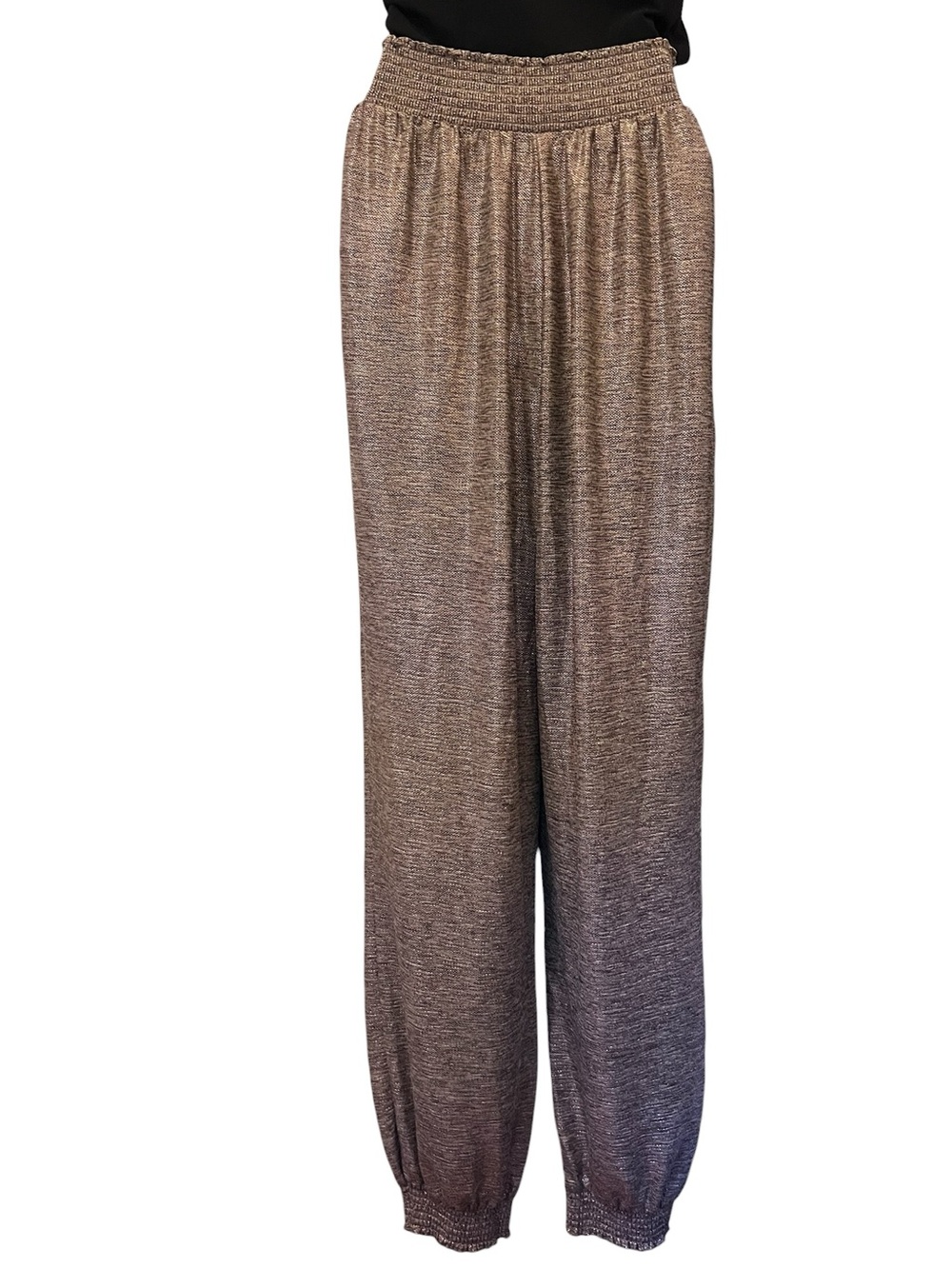Anthropologie Metallic Joggers Melora Pink Rose Gold Elastic Waist Pants XS - Picture 5 of 13